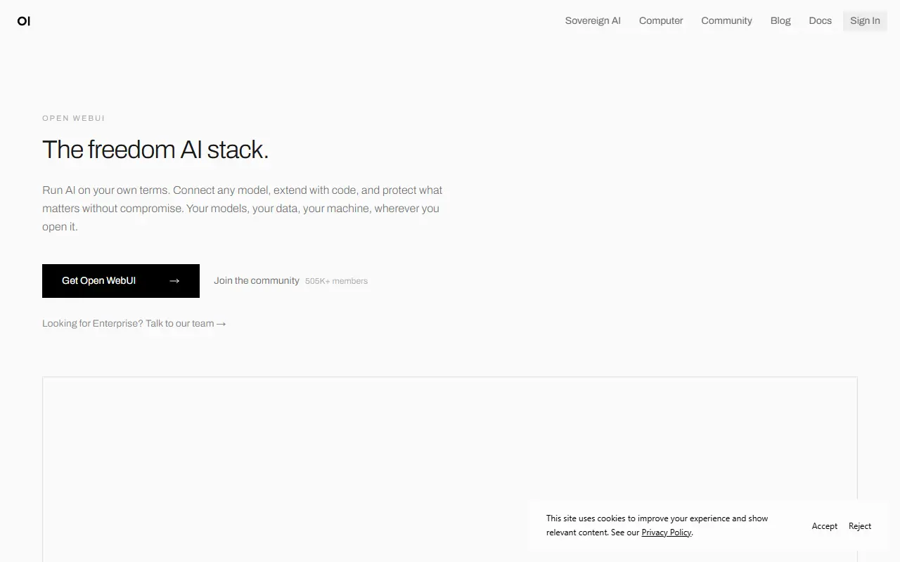 Open WebUI homepage screenshot