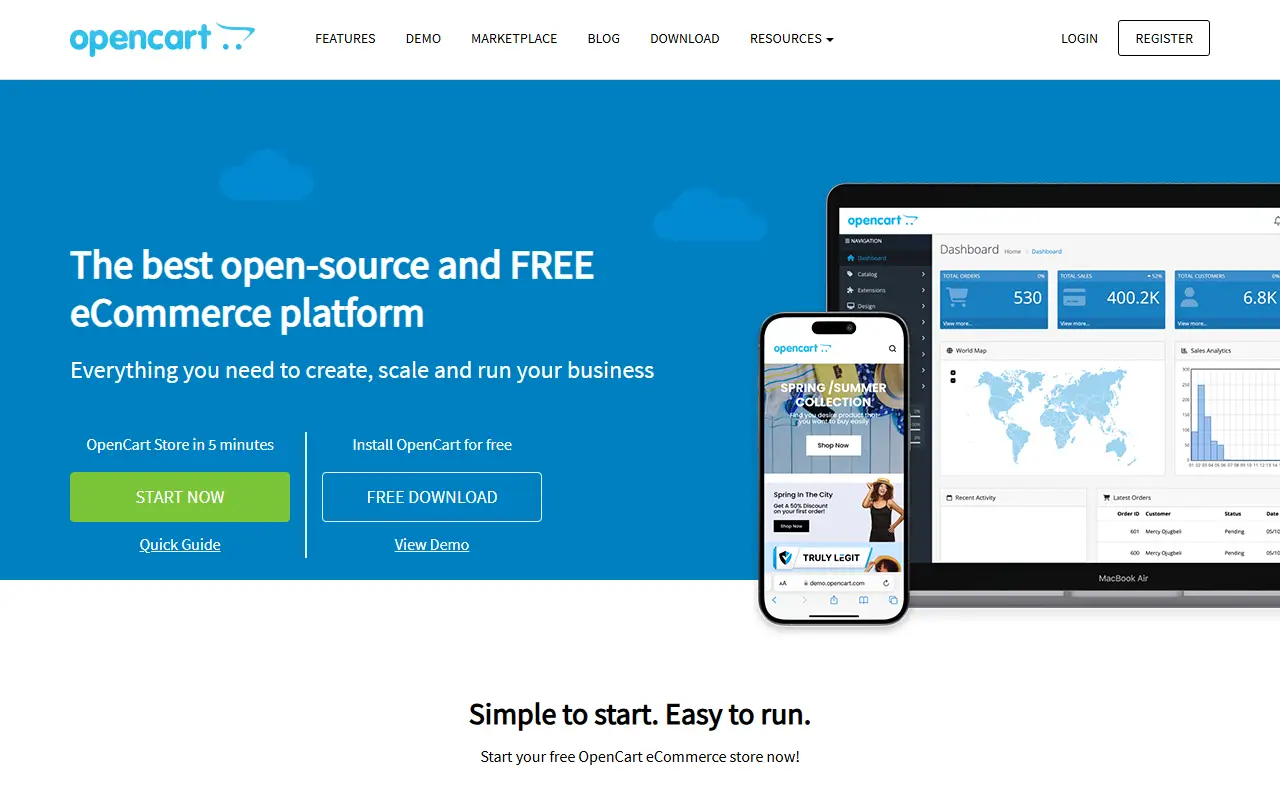 OpenCart homepage screenshot
