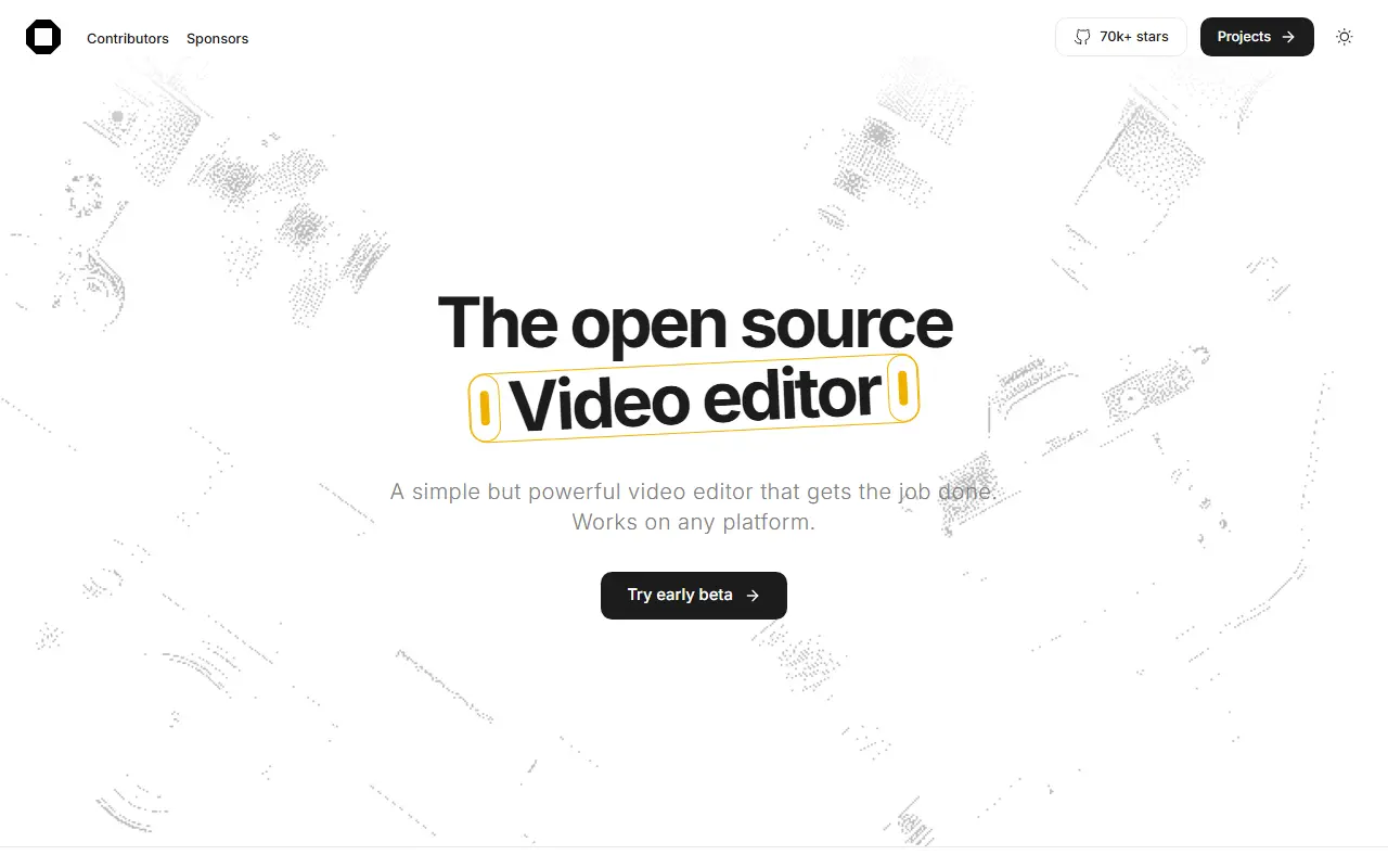 OpenCut homepage screenshot