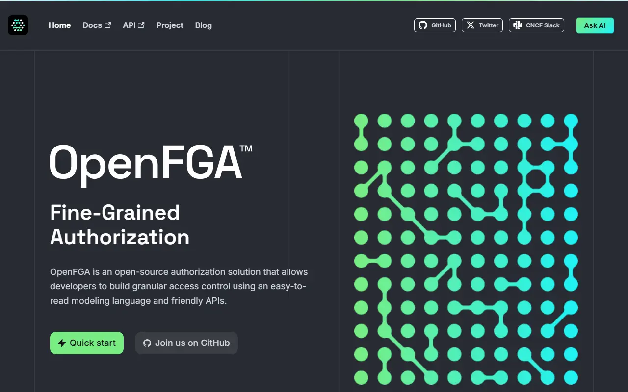 OpenFGA homepage screenshot