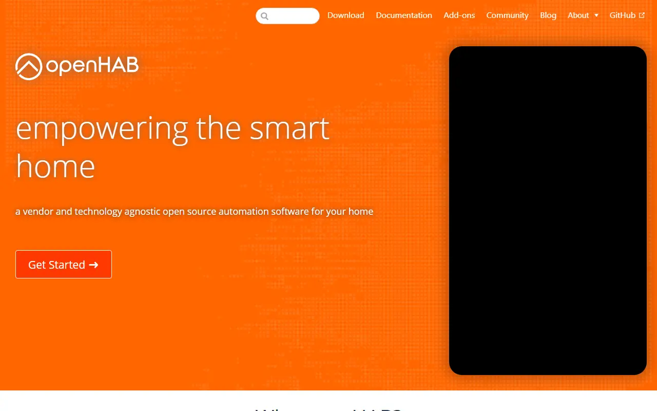 openHAB homepage screenshot