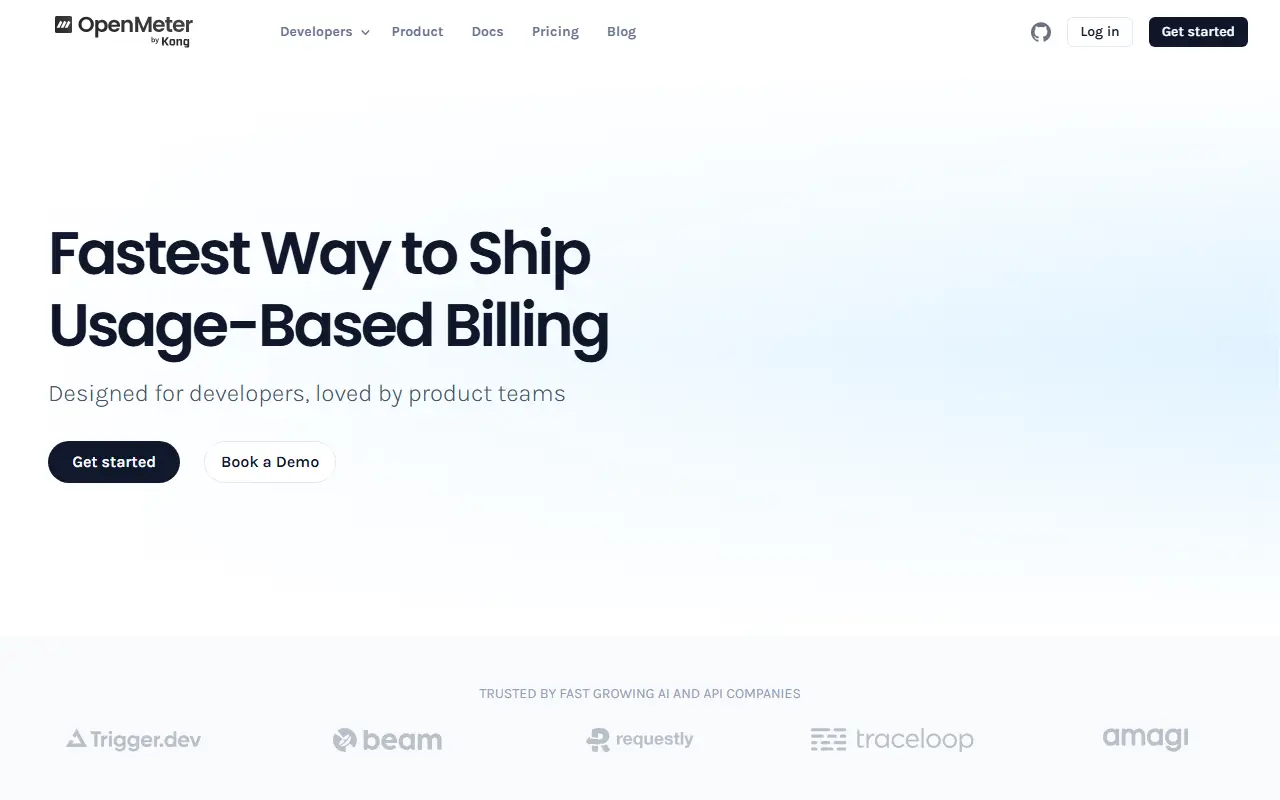 OpenMeter homepage screenshot