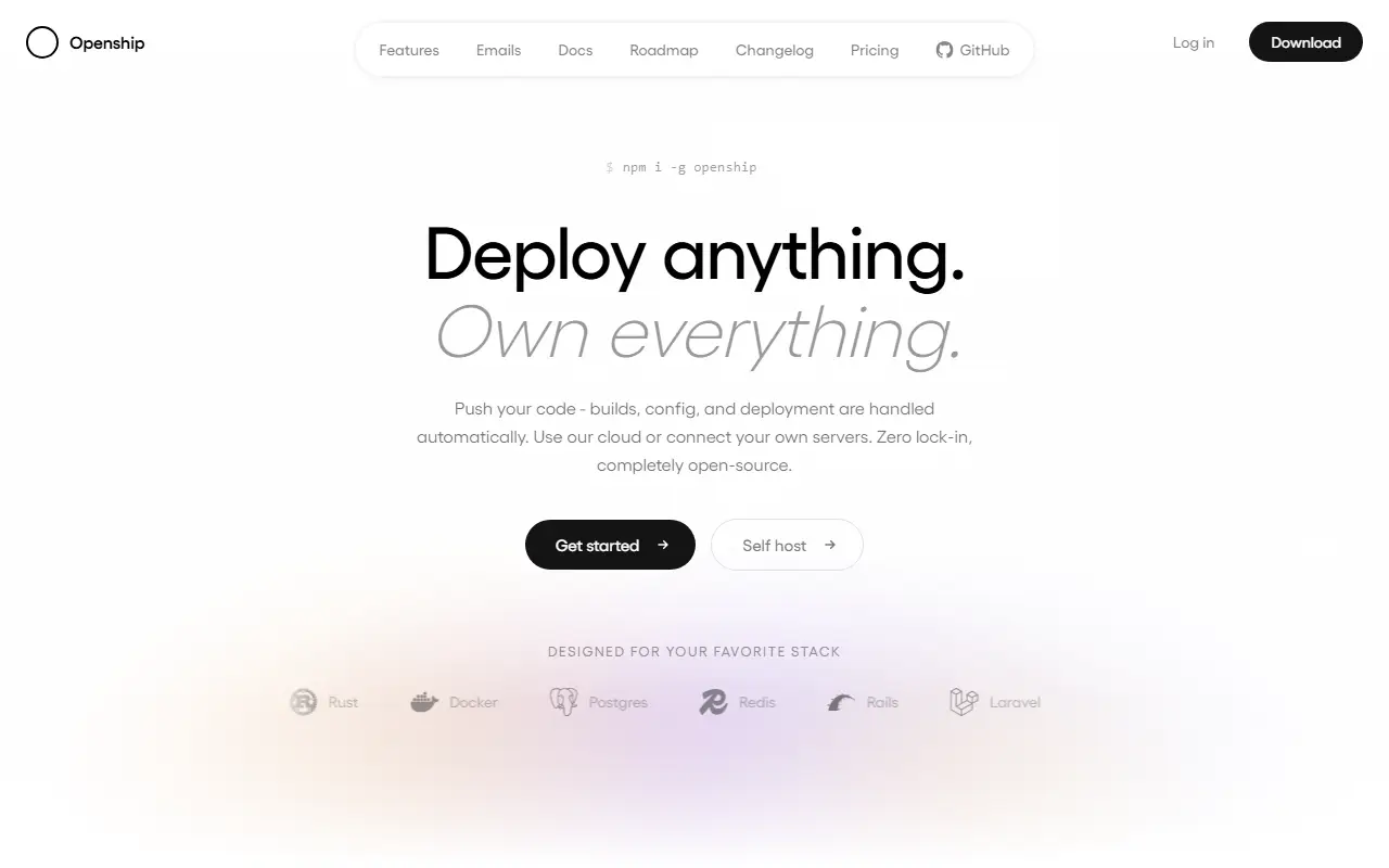Openship homepage screenshot