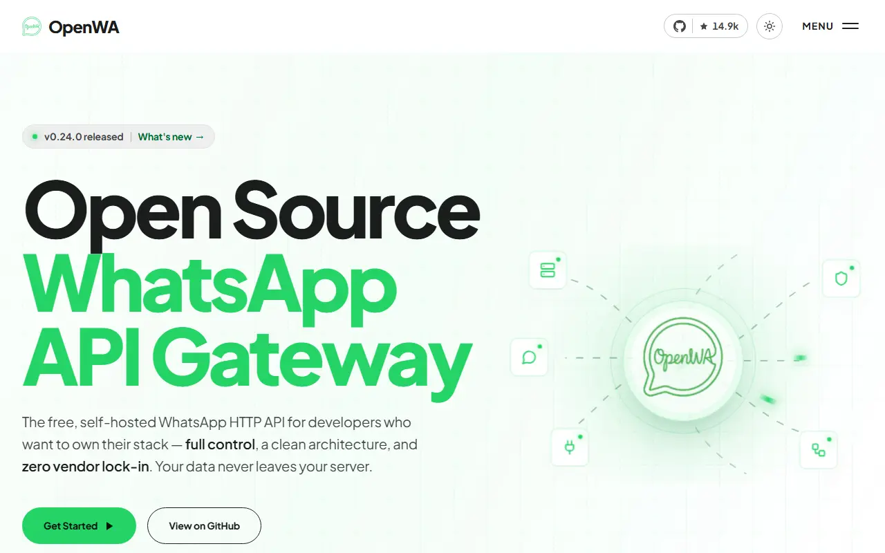 OpenWA homepage screenshot