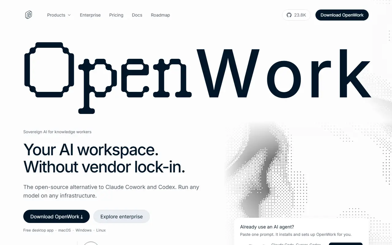 OpenWork homepage screenshot
