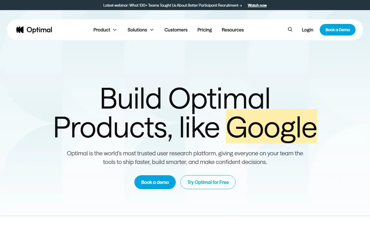Optimal Workshop homepage screenshot