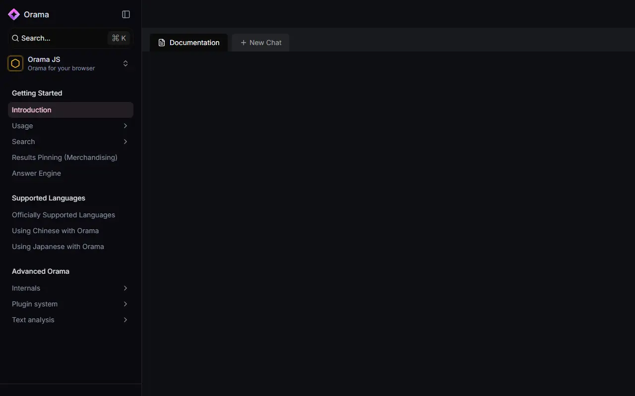 Orama homepage screenshot