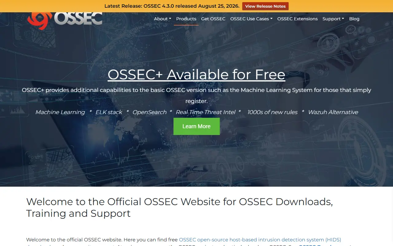 OSSEC homepage screenshot