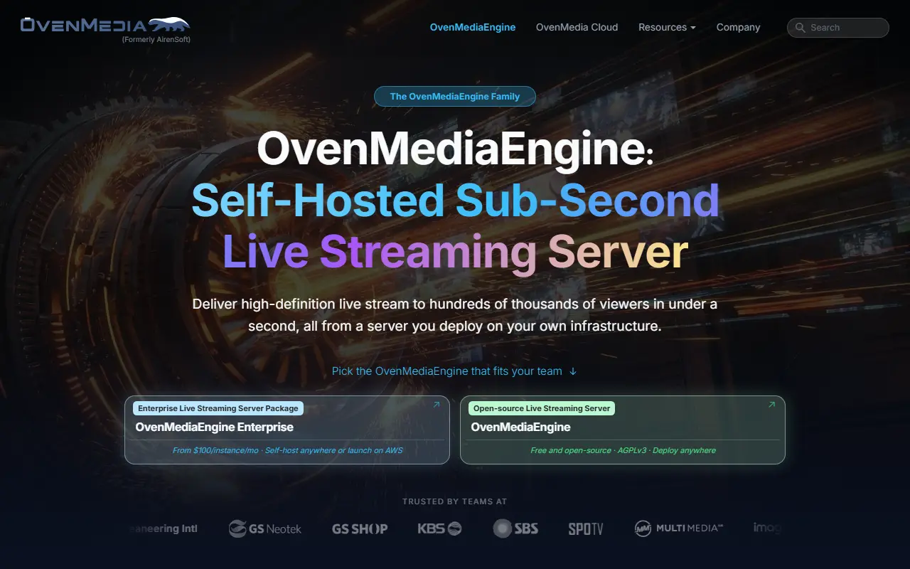 OvenMediaEngine homepage screenshot