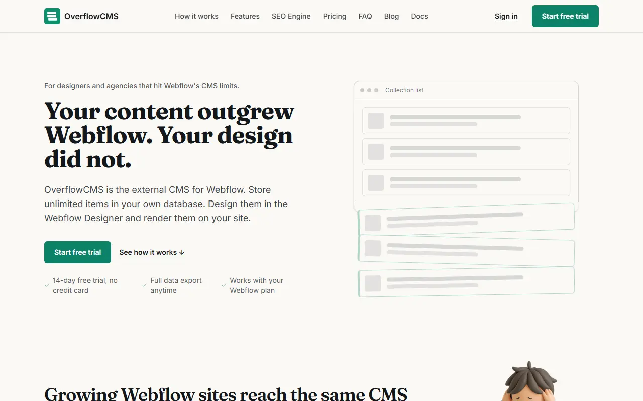 OverflowCMS homepage screenshot
