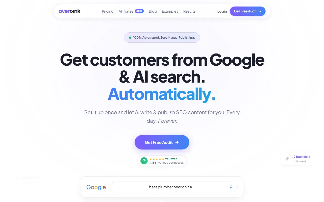overrank SEO homepage screenshot