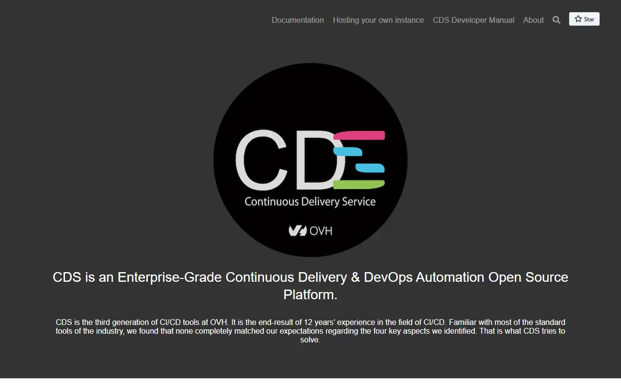 OVHcloud CDS homepage screenshot