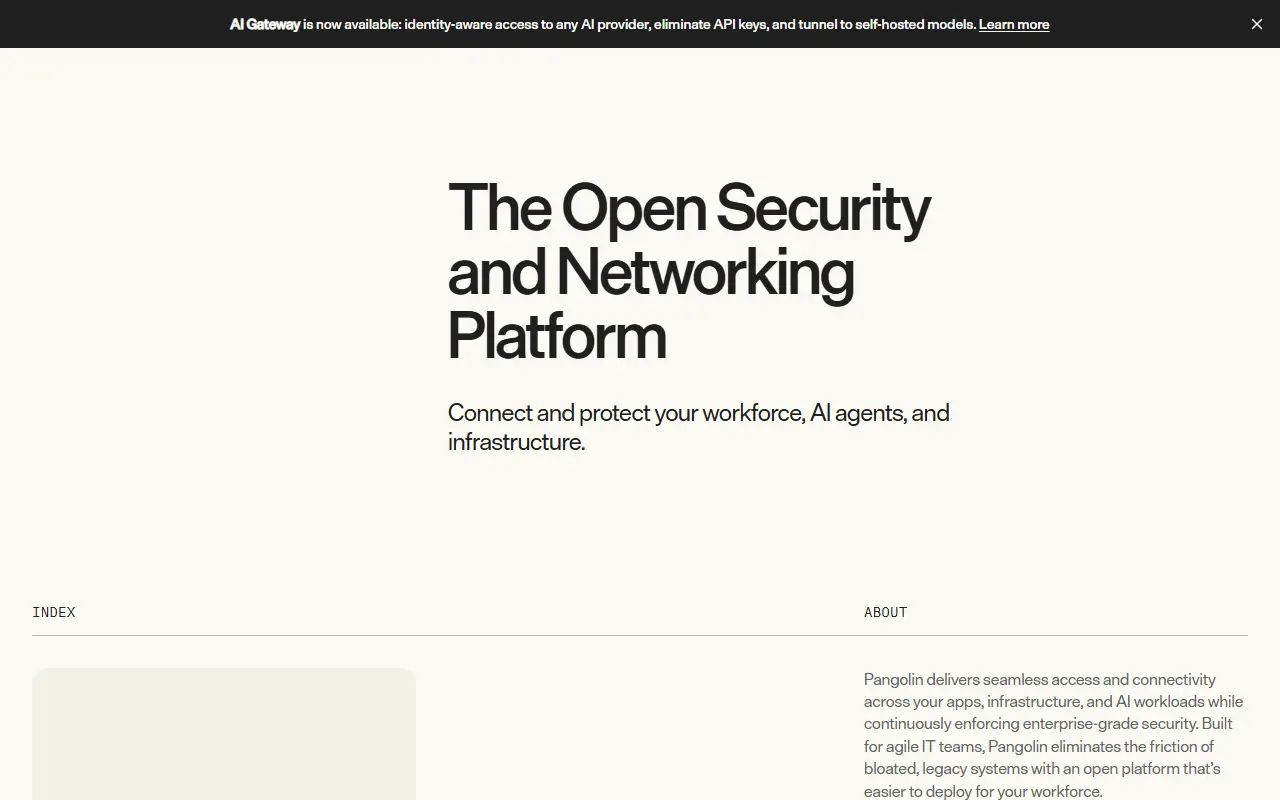 Pangolin homepage screenshot