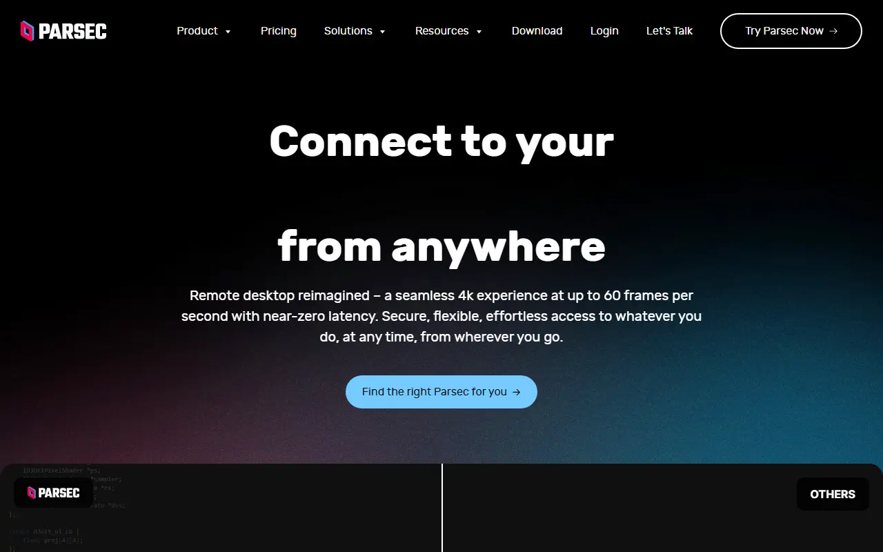 Parsec homepage screenshot