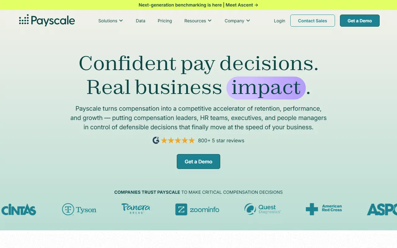 Payscale homepage screenshot