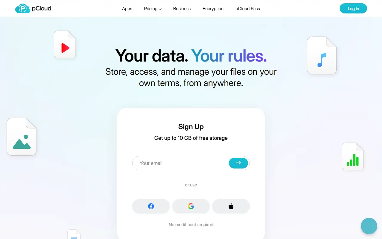 pCloud homepage screenshot