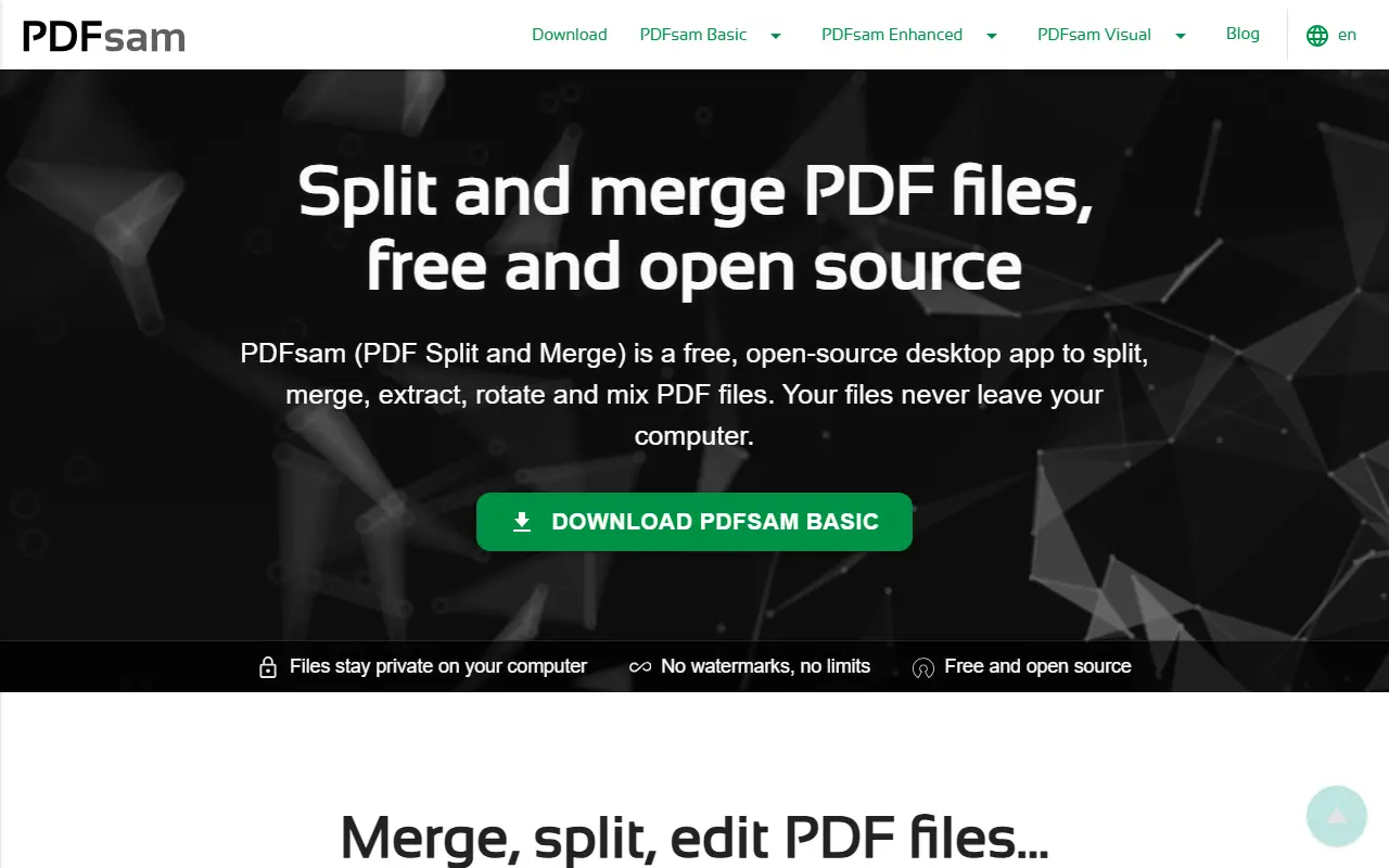 PDFsam homepage screenshot