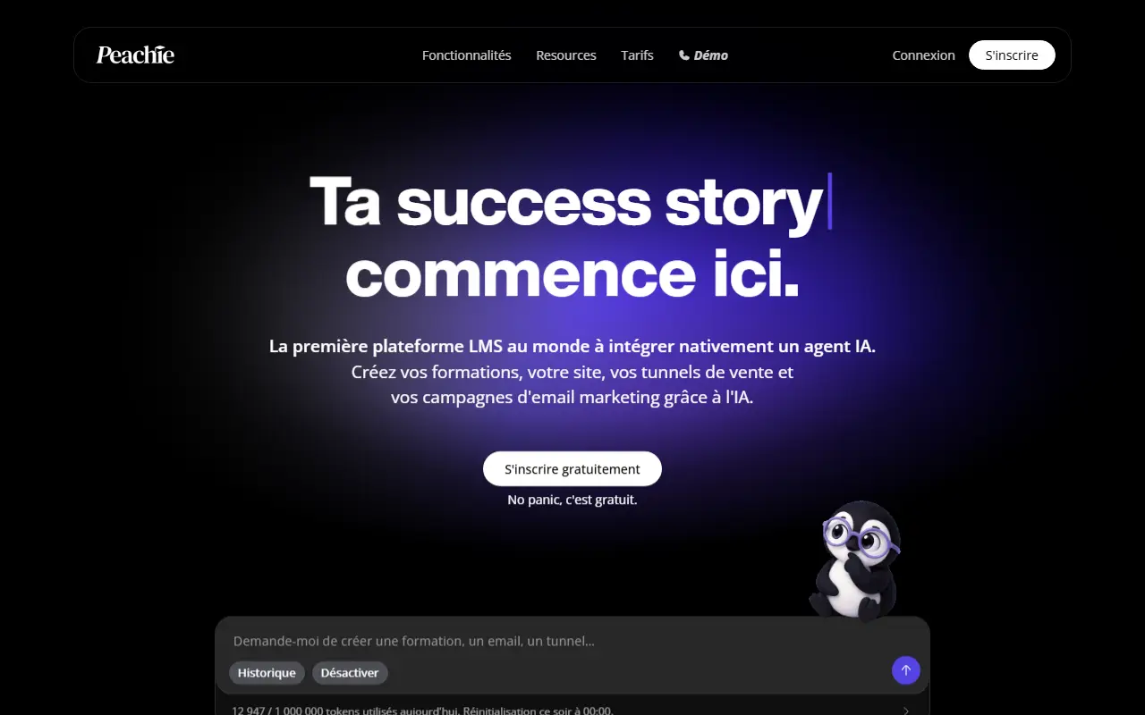 Peachie homepage screenshot