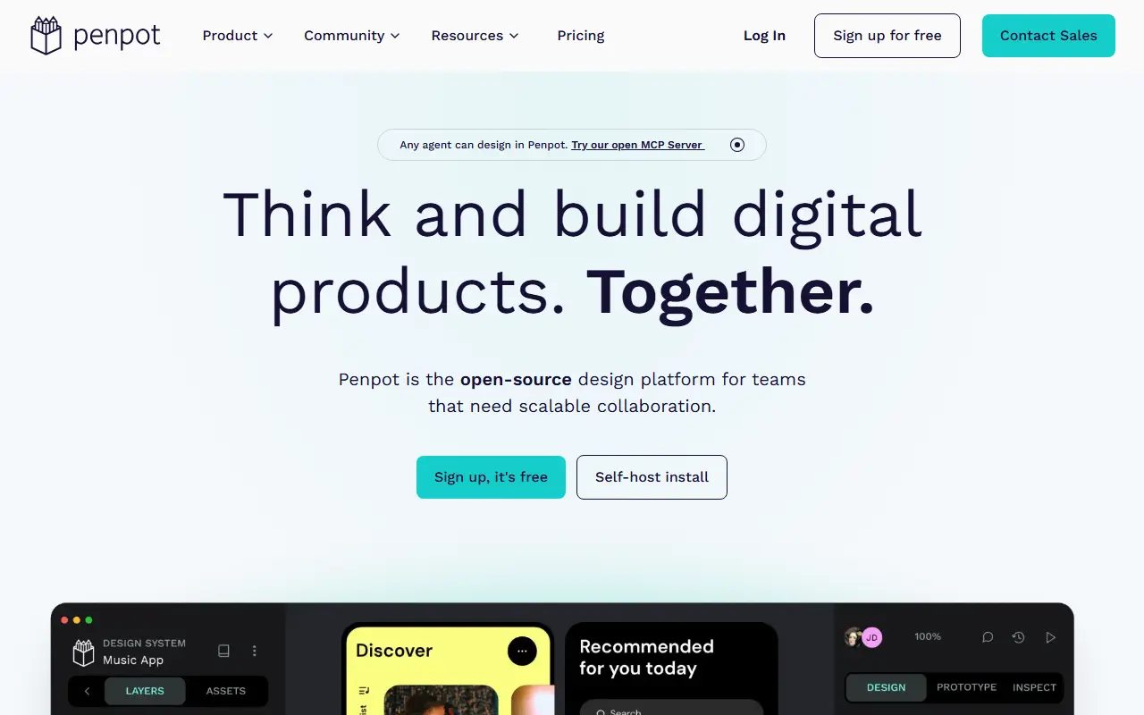 Penpot homepage screenshot