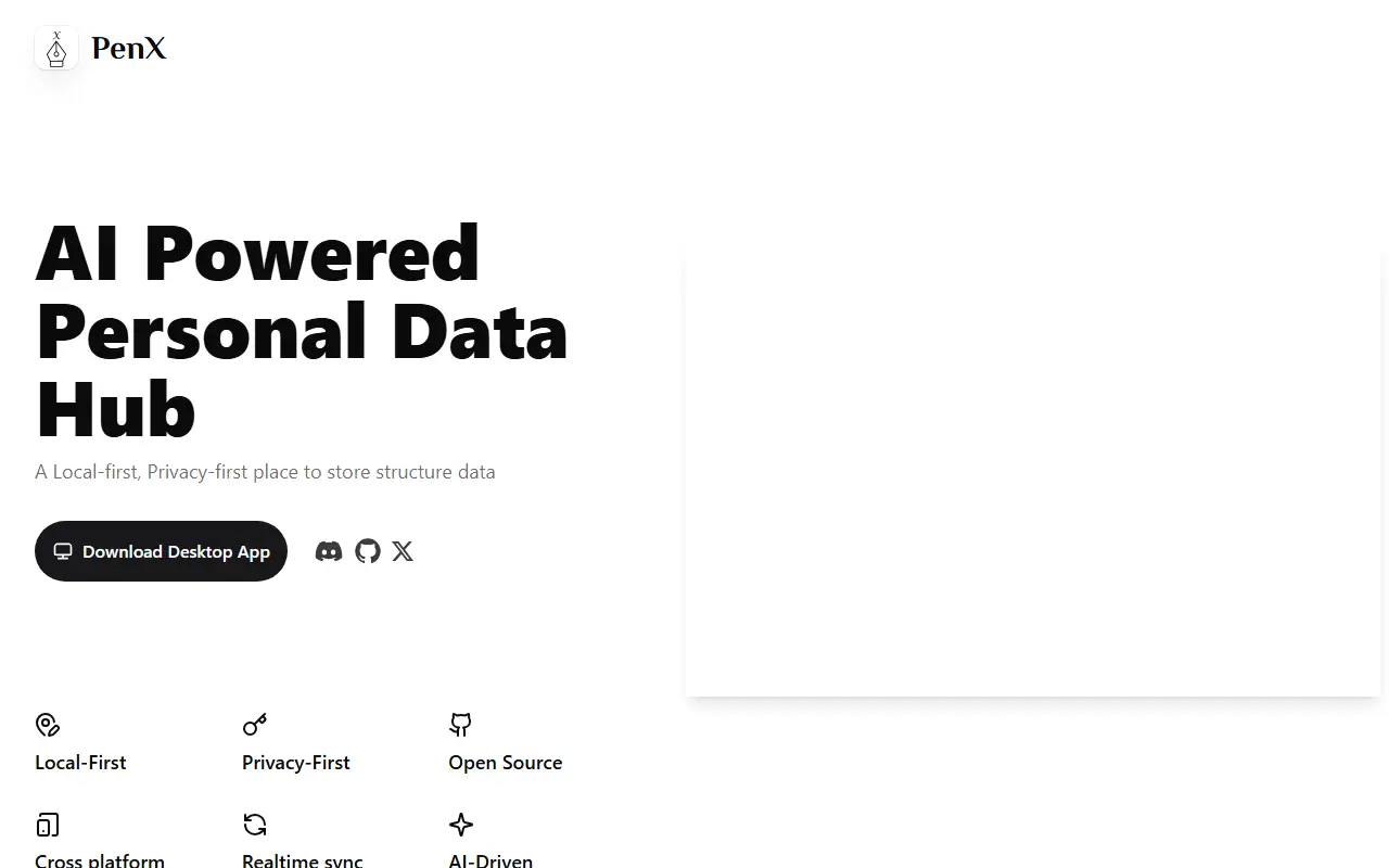 PenX homepage screenshot