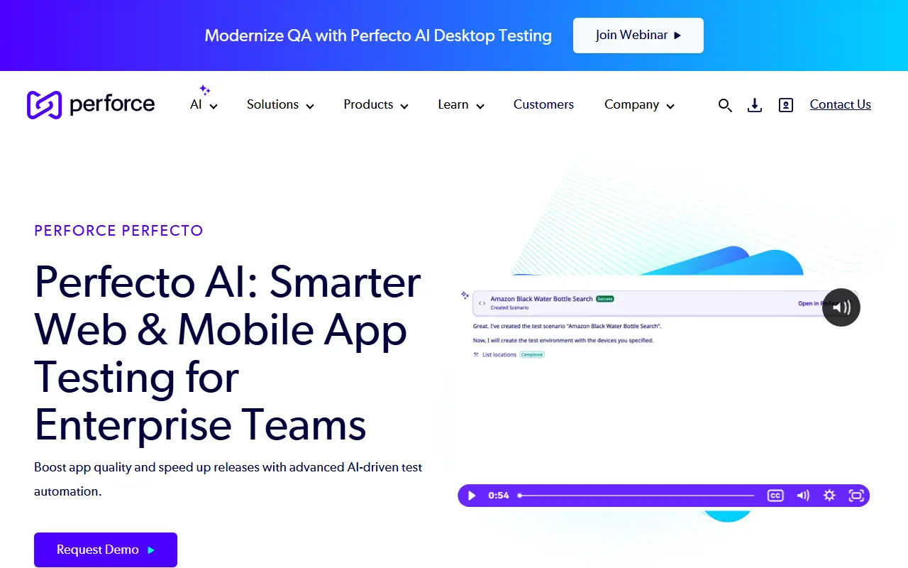 Perfecto homepage screenshot