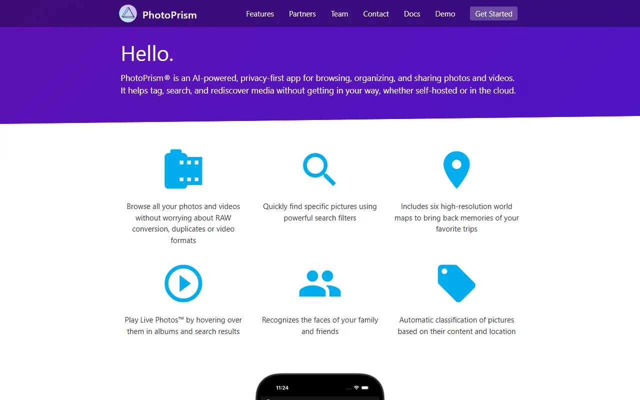 PhotoPrism homepage screenshot