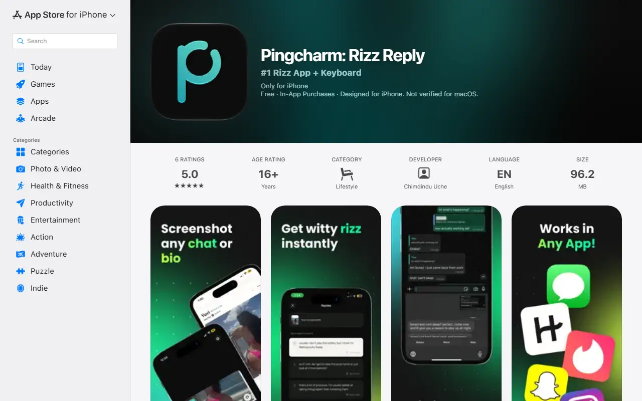 Pingcharm homepage screenshot