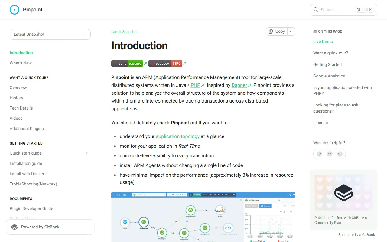 Pinpoint homepage screenshot