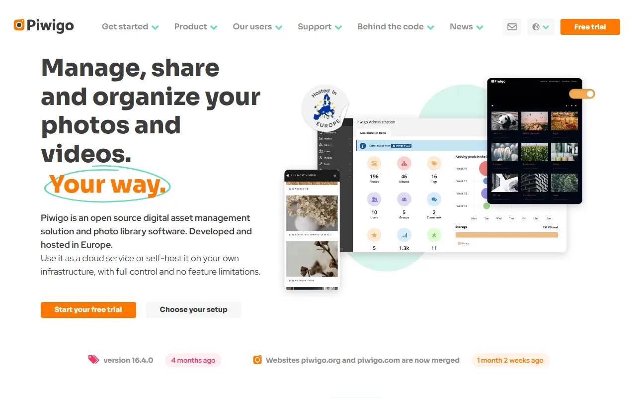 Piwigo homepage screenshot