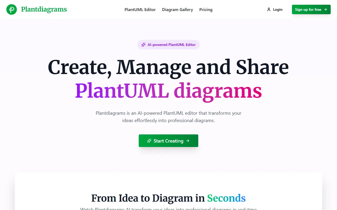 Plantdiagrams homepage screenshot