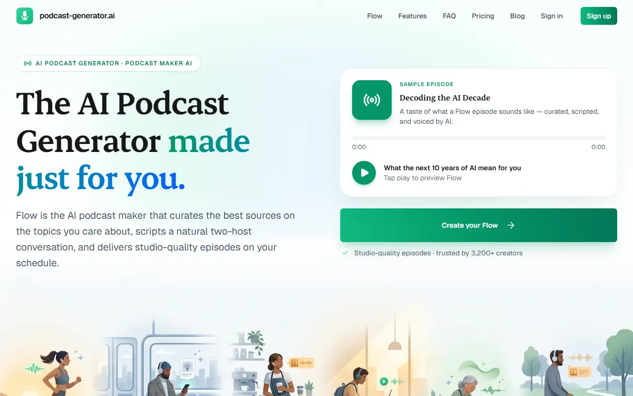 podcast-generator.ai homepage screenshot