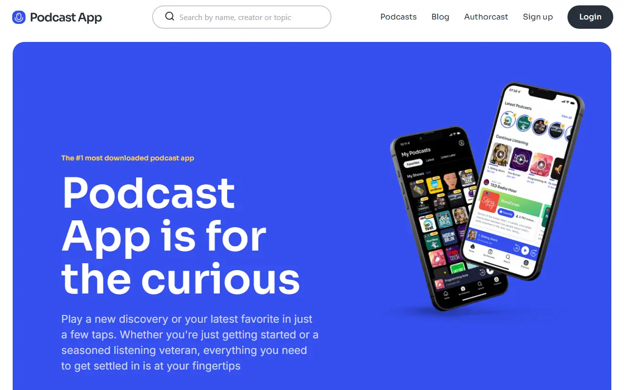 Podcast homepage screenshot