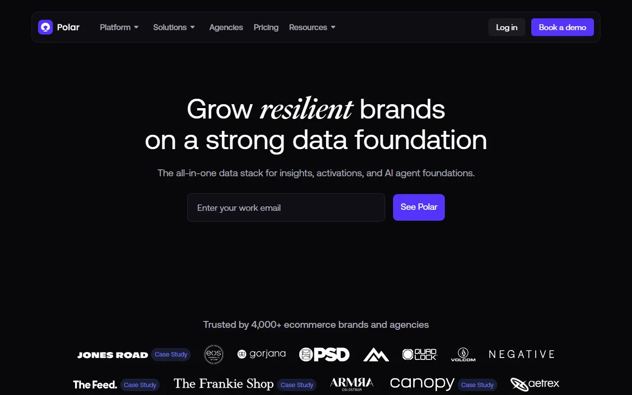Polar Analytics homepage screenshot