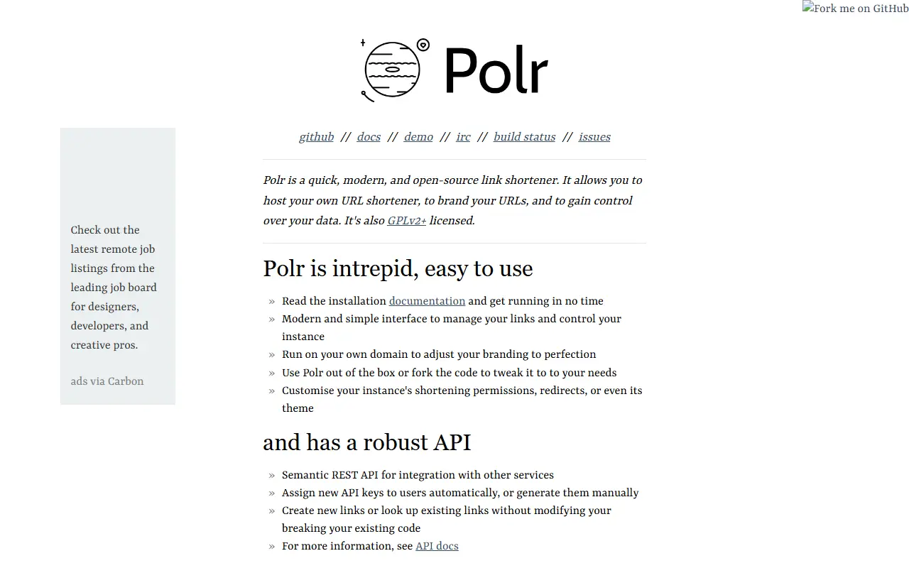 Polr homepage screenshot