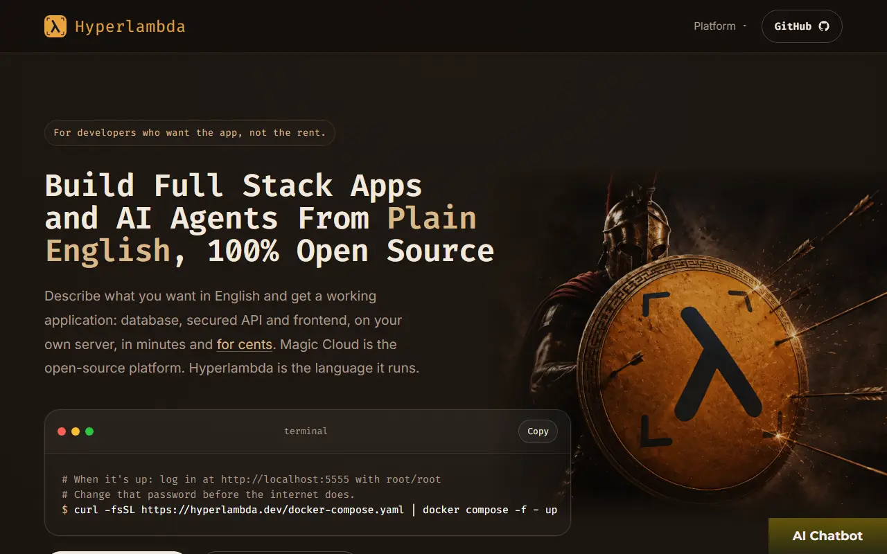 Magic Cloud homepage screenshot