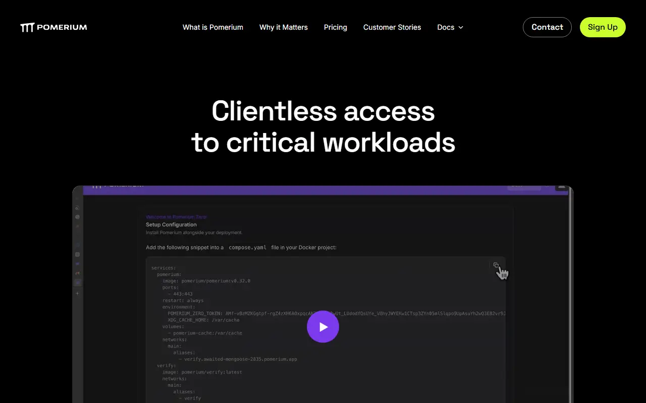 Pomerium homepage screenshot