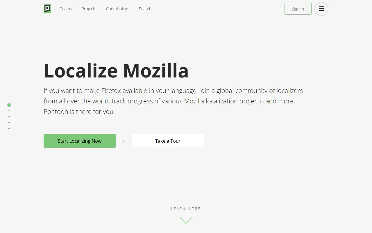 Pontoon homepage screenshot