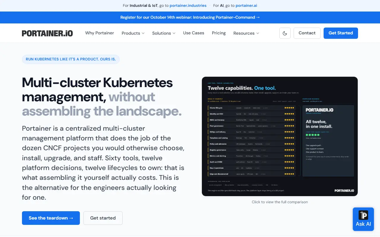 Portainer homepage screenshot