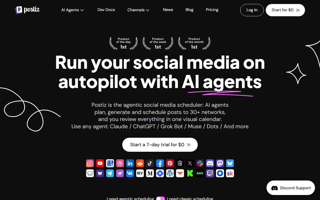 Postiz homepage screenshot