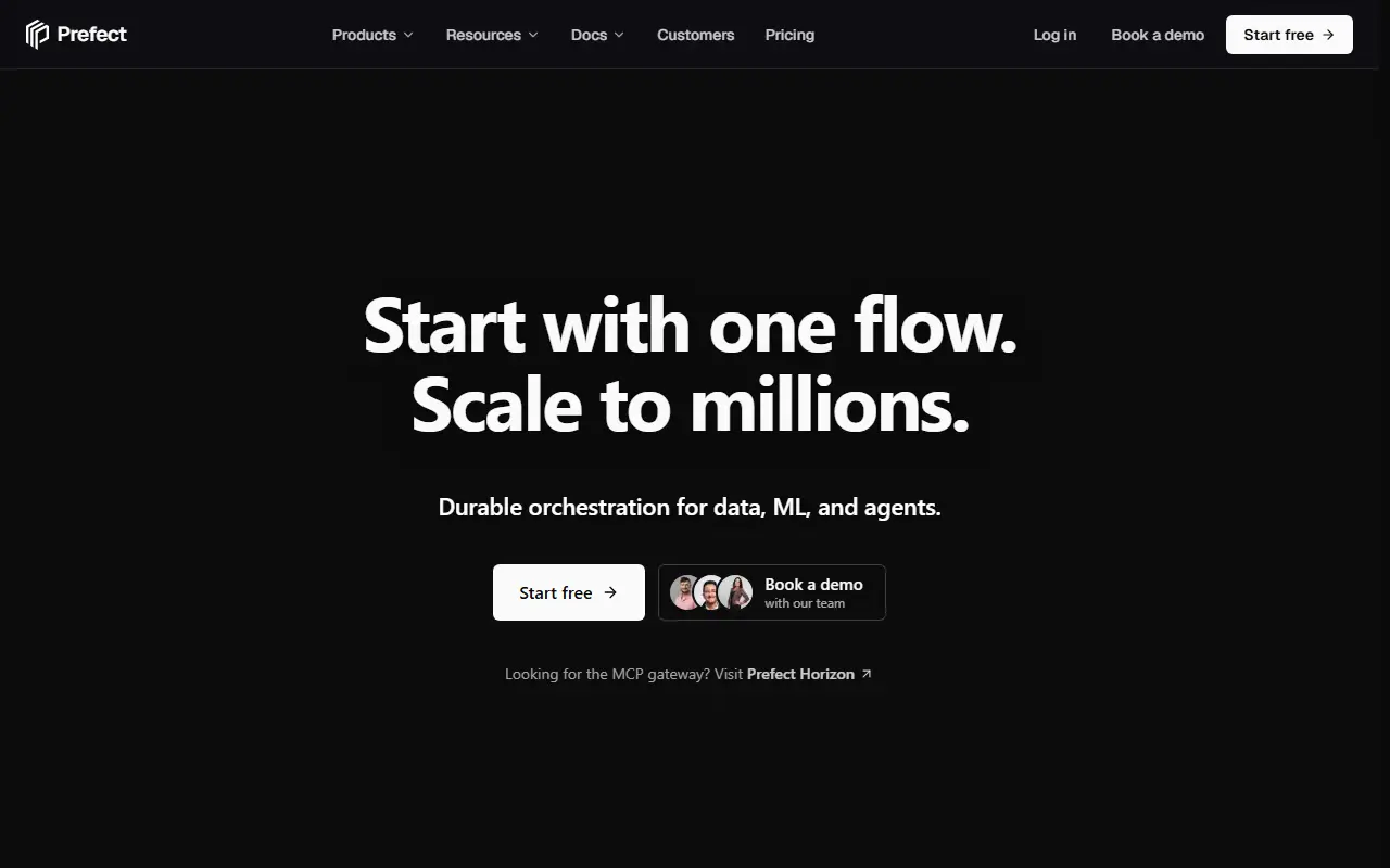 Prefect homepage screenshot