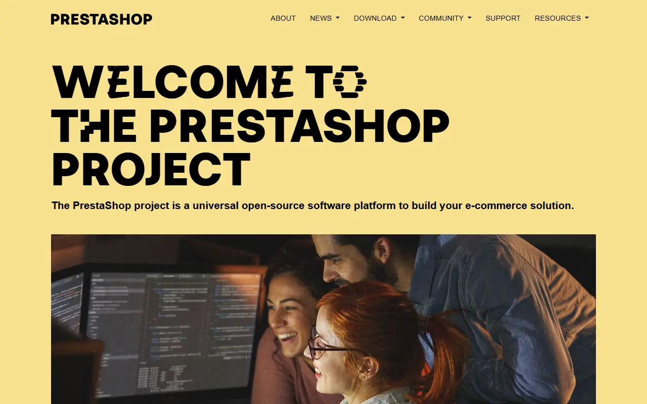 PrestaShop homepage screenshot
