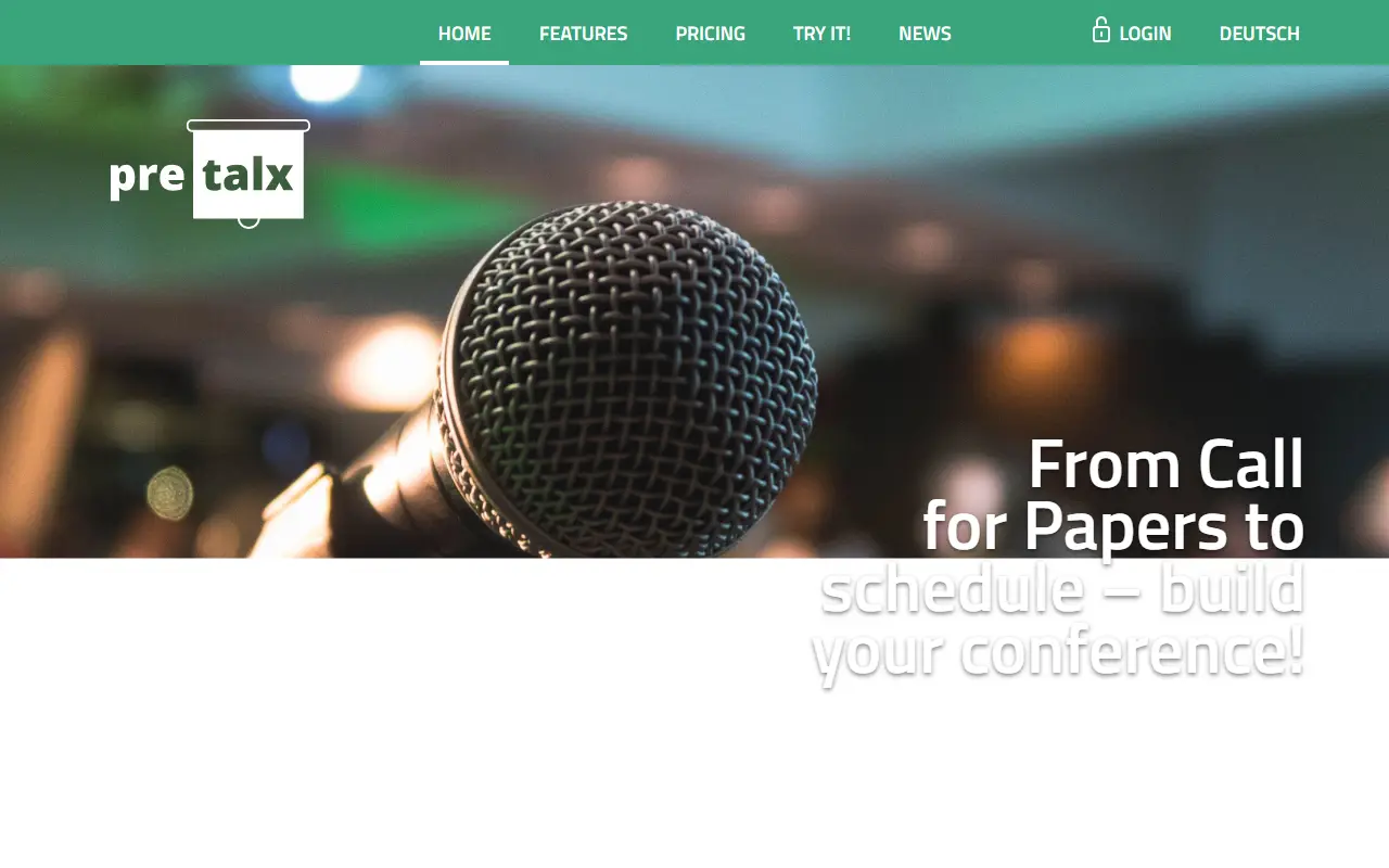 Pretalx homepage screenshot