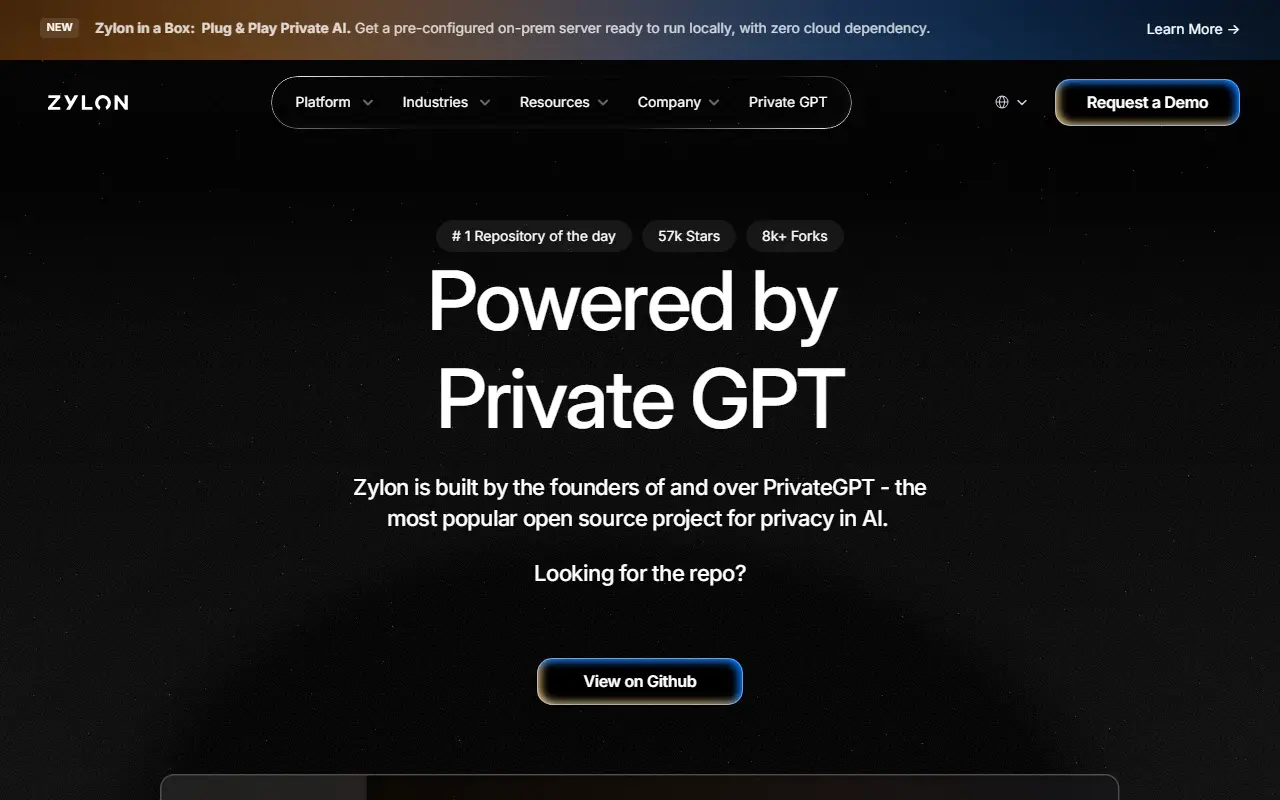 PrivateGPT homepage screenshot
