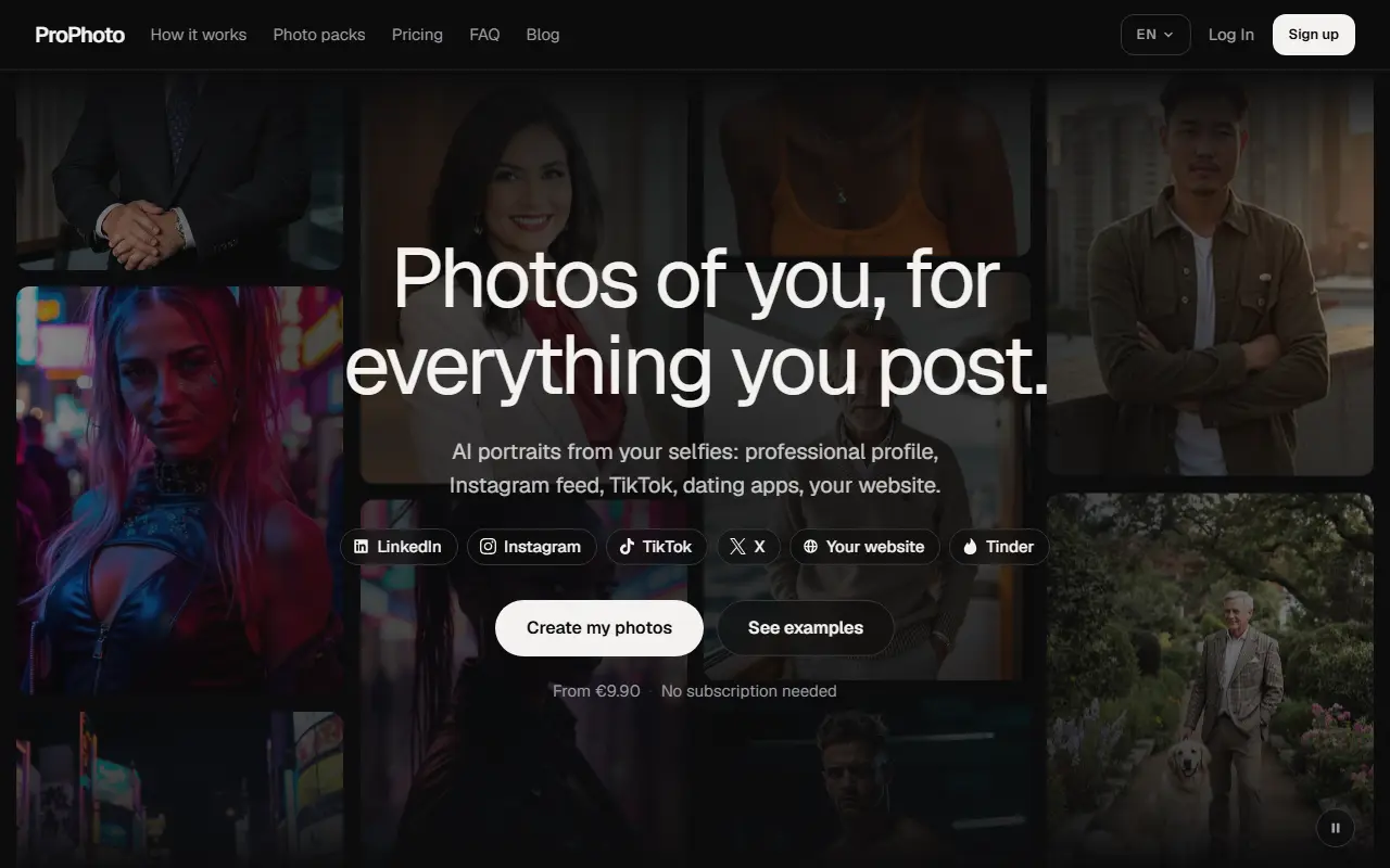 Pro Photo homepage screenshot