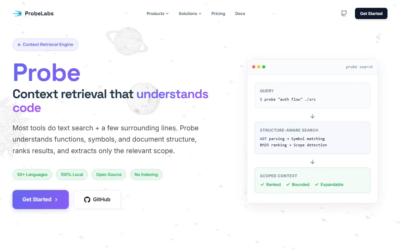 Probe homepage screenshot