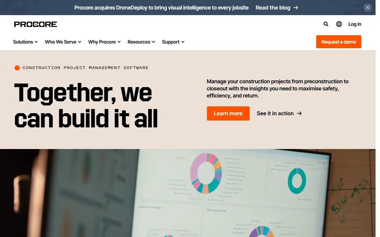 Procore homepage screenshot