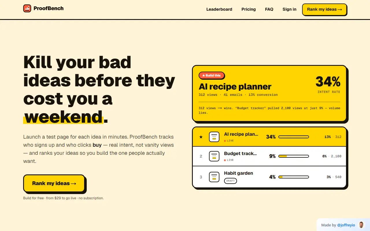 ProofBench homepage screenshot