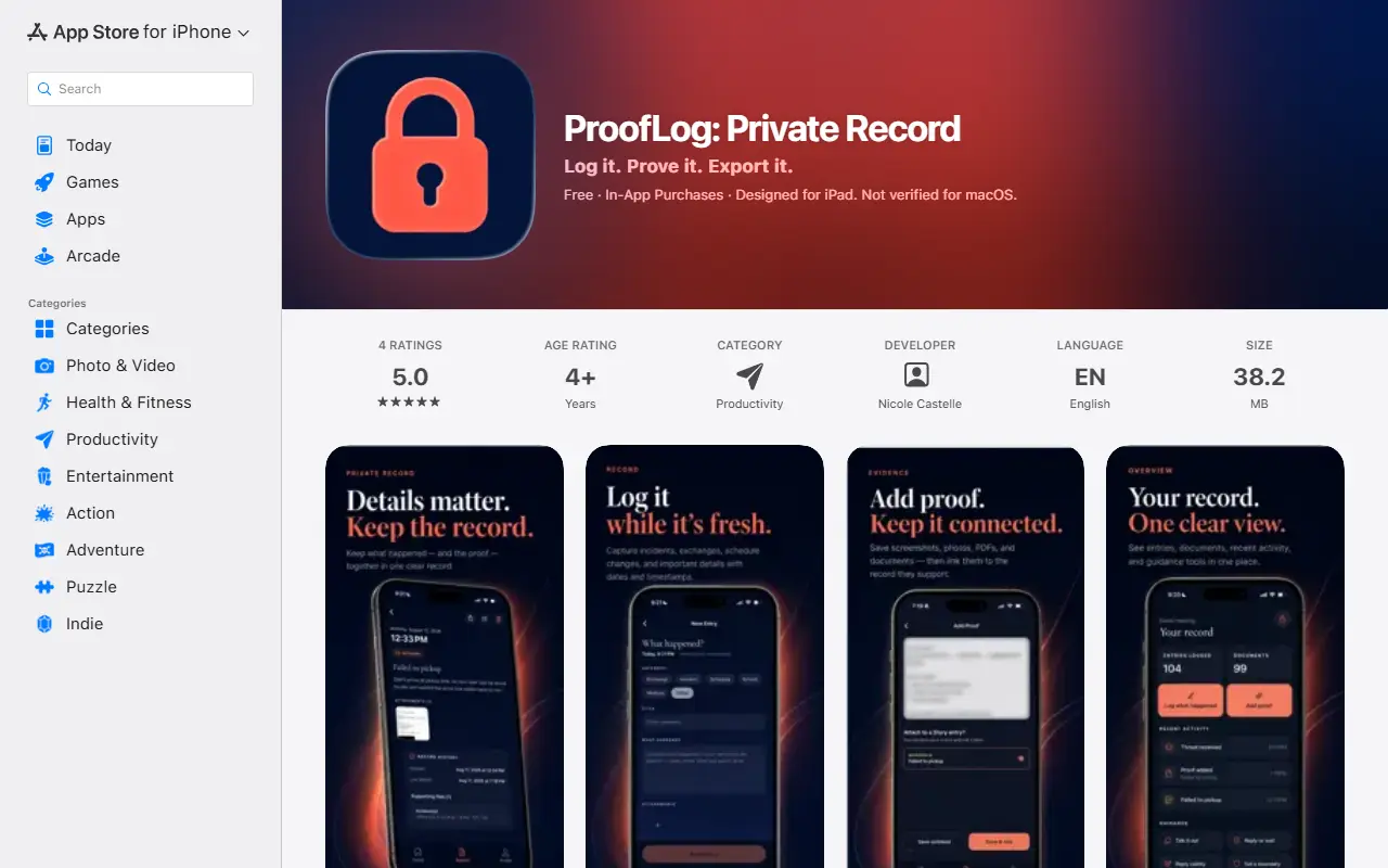 ProofLog homepage screenshot