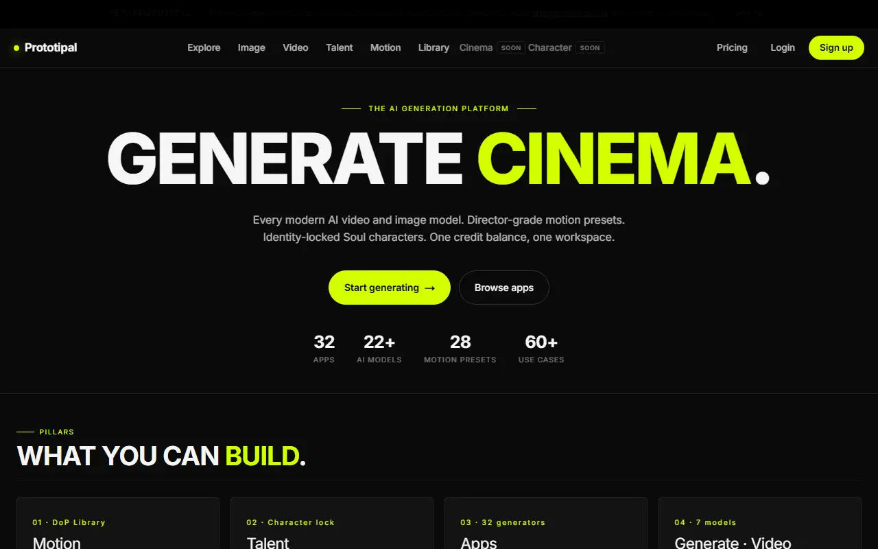 Prototipal homepage screenshot