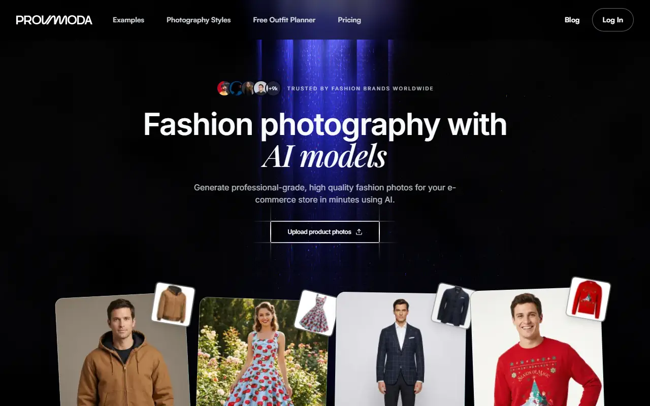 Provamoda AI homepage screenshot
